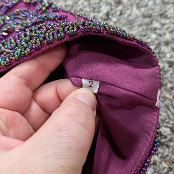 Sherri Hill bright plum purple beaded two piece prom set 2 - Picture 9 of 12